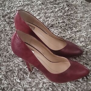 NEW Dolce Vita Burgundy Wine Leather Heels Pumps Almond 80s Y2k 4" Office Work 7